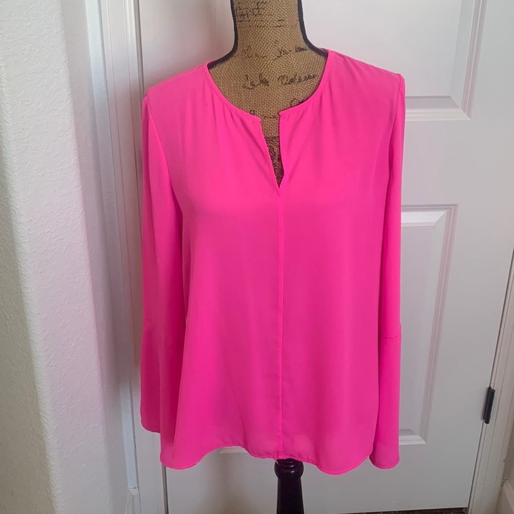 Banana Republic Bubble Gum Pink Blouse with Split Bell Sleeves